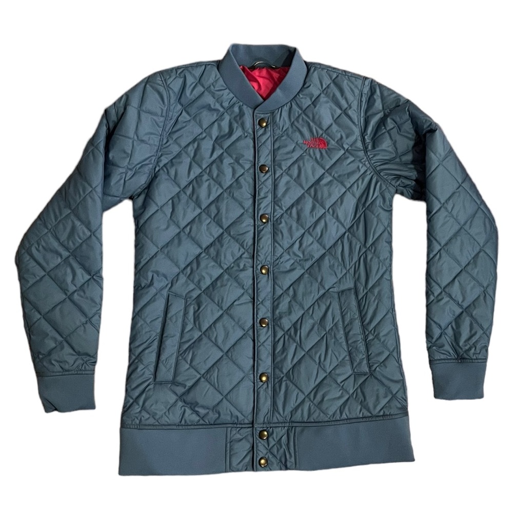 The North Face Button Up Bomber Jacket | Blue & Pink | Women’s Small